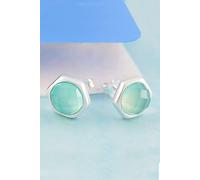 Otis Jaxon London Women's Aqua Chalcedony Round Sterling Silver Stud Earrings Otis Jaxon London Silver One Size