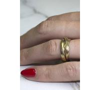 Otis Jaxon London Women's Gold Plated Sterling Silver Unisex Hammered Russian Wedding Ring | Size: Large Otis Jaxon London Gold L