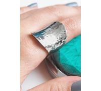 Otis Jaxon London Women's Hammered Chunky Sterling Silver Ring | Size: T Otis Jaxon London Silver T