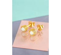 Otis Jaxon London Women's Opal October Birthstone Sterling Silver Stud Earrings in Gold Otis Jaxon London Gold One Size