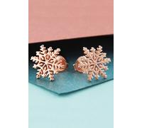 Otis Jaxon London Women's Silver Snowflake Christmas Stud Earrings in Rose Gold Otis Jaxon London Rose Gold One Size