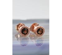 Otis Jaxon London Women's Smoked Quartz Sterling Silver Gemstone Stud Earrings in Rose Gold Otis Jaxon London Rose Gold One Size