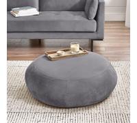 Otis Round Soft-Touch Velvet Footstool FurnitureboxUK Grey One Size