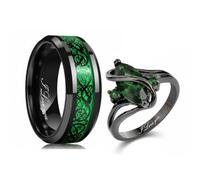 Otisfre Personalized Promise Rings Engravable Couple Bands | Dragon-Patterned Kettle Couple's Engagement Set 2 rings for couples Perfect for engagements, weddings, and anniversaries