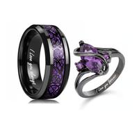 Otisfre Personalized Promise Rings Engravable Couple Bands | Dragon-Patterned Kettle Couple's Engagement Set 2 rings for couples Perfect for engagements, weddings, and anniversaries