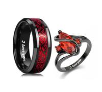 Otisfre Personalized Promise Rings Engravable Couple Bands | Dragon-Patterned Kettle Couple's Engagement Set 2 rings for couples Perfect for engagements, weddings, and anniversaries