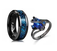 Otisfre Personalized Promise Rings Engravable Couple Bands | Dragon-Patterned Kettle Couple's Engagement Set 2 rings for couples Perfect for engagements, weddings, and anniversaries