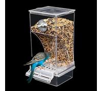 OTKARXUS Automatic Bird Feeder, 1PC Transparent Hanging Seed Food Container with Perch, No Mess Bird Cage Accessories for Small and Medium Parakeets, Cockatiel, Finch, Lovebirds