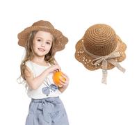 OTKARXUS Baby Straw Hat,1PC Kids Sun Cap with Lace Bowknot, Foldable Summer Beach Hat Wide Brim for Toddler Boys Girls Khaki