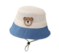 OTKARXUS Baby Sun Hat,1PC Cute Bear Adjustable Unisex Toddler Kids Bucket Hat Wide Brim with Chin Strap,Sun Protection Beach Cap for Infant Boys Girls (UK, Alpha, One Size, Blue)