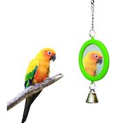 OTKARXUS Bird Mirror with Bell,1PC Interactive Parrot Toys Round Mirror,Bird Mirror Toy Budgie Cage Accessories for Cockatiel Parakeets Canaries Budgies (Green)