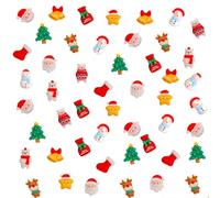 OTKARXUS Christmas Slime Charms,60pcs Gingerbread Man Bell Elk Wreath Christmas Resin Charms,Flatback Christmas Craft Embellishments ornaments for DIY Crafting Scrapbooking (Mixed E)