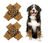 OTKARXUS Dog Leg Warmers,4PCS Winter Warm Knitted Pet Leg Socks,Leopard Print Dog Leg Elbow Protector for Kitten Puppy Small Medium Dogs Cats (M)