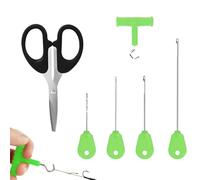 OTKARXUS Fishing Baiting Needle,6 in 1 Carp Fishing Tackle Kit,Fishing Baiting Rigs Tool Bait Needle with Line Scissors for Lures Bait Driller (Green)