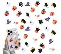 OTKARXUS Halloween Slime Charms,30pcs Pumpkin Witch Hat Cat Ghost Halloween Resin Charms,Flatback Halloween Halloween Craft Embellishments ornaments for DIY Crafting Scrapbooking (Mixed B)