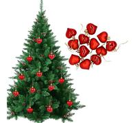 OTKARXUS Heart Baubles,12PCS Shiny and Matte Heart Christmas Tree Decorations,Heart Shaped Bauble Christmas Ornament Hanging Tree Pendants for Christmas Decorations (Red)