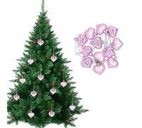 OTKARXUS Heart Baubles,12PCS Shiny and Matte Heart Christmas Tree Decorations,Heart Shaped Bauble Christmas Ornament Hanging Tree Pendants for Christmas Decorations (Pink)