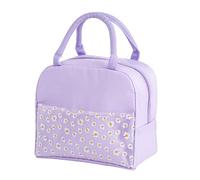 OTKARXUS Insulated Lunch Bag for Women,Portable Waterproof Lunch Box Cooler Bag with Daisy Pattern Transparent Pocket,Lunch Bag for Adults Girls Kids School Work Picnic Travel (A Purple)