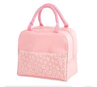 OTKARXUS Insulated Lunch Bag for Women,Portable Waterproof Lunch Box Cooler Bag with Daisy Pattern Transparent Pocket,Lunch Bag for Adults Girls Kids School Work Picnic Travel (A Pink)
