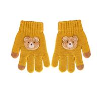 OTKARXUS Kids Knitted Gloves,1Pair Warm Winter Gloves for Boys Girls,Cute Cartoon Bear Stretchy Toddler Full Finger Gloves and Mittens for Unisex Children (Yellow, S (2~6 Years Old))
