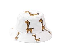 OTKARXUS Kids Sun Hat- Cute Cartoon Giraffe Bucket Hat for Girls Boys Baby Summer Sun Protection Cotton Beach Hat Foldable Outdoor Camping Fisherman Cap Unisex (2-5 Years, White)
