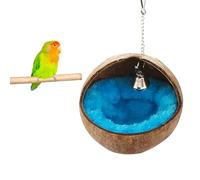 OTKARXUS Natural Coconut Shell Bird Nest,1PC Parrot Snuggle Hut Bird Nest House,Hanging Budgie Tent Beds Resting Place for Conure Cockatiel Budgies Lovebird Parakeets Hamster Squirrel Rat Gerbil Mice