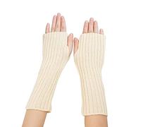 OTKARXUS Women Fingerless Gloves,1 Pair Knit Long Sleeve Arm Warmer Stretchy Mittens with Thumbhole,Winter Cable Crochet Hand Wrist Warmers for Ladies Female Girls