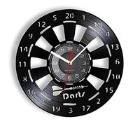 OTKU 12 inch Clock Dartboard Casual Game Vinyl Record Wall Clock Darts Boomerang Room Essential Hanging Watch Fanatic Championship Darts Home Decor For Vintage Room Decoration