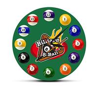 OTKU 12 Inch Decorative Wall Clock Billiards Pool Table 8-ball Modern Wall Clock Pool Snooker Sports Print Acrylic Watch Billiard Players Home Wall Decal For Home Wall Decor