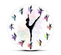 OTKU 12 inch Silent Ticking Wall Clock Dancing Ballerina Overweight Lady Colorful Printed Wall Clock Gymnast Girl Moving Arrow Wall Watch For Dancer Girls Room For Home Wall Decor
