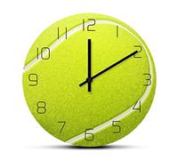 OTKU 12 inch Silent Ticking Wall Clock Tennis Ball Printed Wall Clock For Bedroom Tennis Court Sign Sports Wall Decor Timepiece Racquet Art Silent Sweep Clock Watch For Home Wall Decor