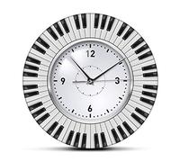 OTKU 12 Inch Silent Wall Clock Do Re Mi Piano Keyboard Wall Clock Music Themed Silent Wall Clock Music Studio Wall Art Decor Musician Pianist Teacher Gift For Modern Home Decor