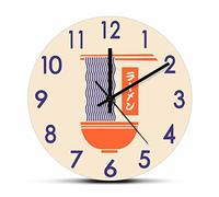 OTKU 12 Inch Silent Wall Clock Japanese Ramen Noodle Bowl Decorative Wall Clock For Kitchen Dinning Room Resturant Shop Display Sign Silent Sweep Clock Watch For Modern Wall Decor
