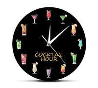 OTKU 30 cm Wall Clock Cocktail Hour Bar Menu Print Wall Clock For Kitchen Home Bar Man Cave Pub Lounge Drinking Sign Decorative Wall Watch For Home Wall Decor