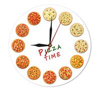 OTKU 30 cm Wall Clock Morden Design Different Tastes Pizza Time Printed Wall Clock Italian Food Neapolitan Style Watch Gastronome Gifts Orologio For Home Wall Decor