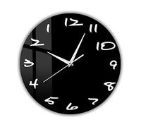 OTKU 30cm Wall Art Print Wall Clock Counterclockwise Silent Quartz Reverse Wall Clock Black Timepieces Home Decor Unique Anticlockwise Clock Watch Runs Backwards For Modern Home Decor