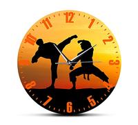 OTKU 30cm Wall Art Print Wall Clock Japanese Martial Arts Karate Wall Clock Karate Players Fight Against The Sky Wall Art Sports Home Decor Karateka Sensei Present For Modern Home Decor
