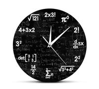 OTKU Modern Round Wall Clock 12 Inch,Math Equations and Notations,Silent Non-Ticking Colorful Acrylic Print, Battery Operated Decorative Clock for Home Office & Bathroom