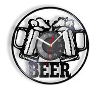 OTKU Vinyl Wall Clock 12 inch Beer Bar Wall Decor Modern Clock Drinking Hour Pub Vinyl Record Wall Clock Wall Watch Beer Club Decor For Room Decor