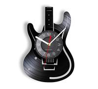 OTKU Wall Clock 12 inch Guitar Wall Clock Guitarist Vintage Vinyl Record Wall Clock Rock N Roll Music Lover Studio Wall Art Decor Guitar Players Gift For Vintage Wall Art