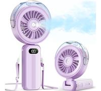 Otlonpe Handheld Mist Fan Portable, Powerful High Speed, Small Personal Rechargeable Cooling Misting Fan Water Spray Mister, 4000mAh Battery Operated for Travel Indoor Outdoor Hand Desk (Purple)