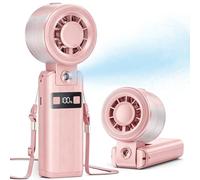 Otlonpe Handheld Misting Fan Portable, 10000mAh Rechargeable Battery, 48H Max, Powerful Turbo, 5 Speed, LED Display, Small Personal Hand Held Mist Fan Water Spray Cooling Mist for Travel Beach Cruise