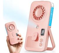 Otlonpe Mini Handheld Portable Mist Fan, Small Rechargeable Handheld Fan with Water Mist Spray, 4 Speeds, LED Display, Foldable Stand, Mini Personal Misting Cooling Fans for Travel
