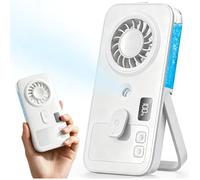 Otlonpe Mini Handheld Portable Mist Fan, Small Rechargeable Handheld Fan with Water Mist Spray, 4 Speeds, LED Display, Foldable Stand, Mini Personal Misting Cooling Fans for Travel (White)