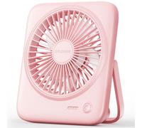 Otlonpe Portable Desk Fan, 4000mAh Small Rechargeable Quiet Personal Fan Battery-Operated & USB-Powered for Table, Travel, Bedroom, Sleeping, Office, Home Use, Cordless, 4-Speed, 6.5 Inches (Pink)
