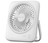 Otlonpe Portable Desk Fan, 4000mAh Small Rechargeable Quiet Personal Fan Battery-Operated & USB-Powered for Table, Travel, Bedroom, Sleeping, Office, Home Use, Cordless, 4-Speed, 6.5 Inches (White)