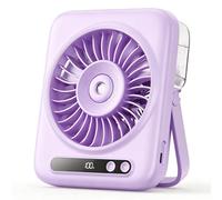 Otlonpe Portable Misting Fan Small Desk Air Conditioner, 5000mAh Rechargeable Personal Cooling Mist Fan 110ml Water Tank, 5 Speeds 2 Misting Modes, 6.5'' Air Circulator Table Fans Travel Home Office