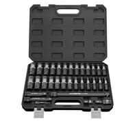 OTLOOMTBT 32PCS 1/2 Drive Impact Socket Set, Industrial-Grade Heavy Duty Deep Sockets, Reinforced Chrome vanadium Steel, Anti-Corrosion Coating & Durable Case for Auto Repair & DIY (Metric + Standard)