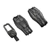 OTMIK Armor Zinc Alloy Silicone Car Key Cover Compatible with Mercedes Benz A B C E G K R S Class AMG CLA GLA VITO GLE ML Car Key Accessories (3 Buttons Black + Square Buckle)