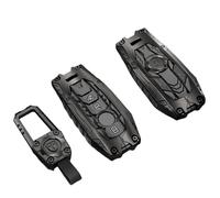 OTMIK Armor Zinc Alloy Silicone Car Key Cover Compatible with Mercedes Benz A B C E G S SL CLS Class SLC CLA GLB GLC GLE GLS AMG Smart Car Key Accessories (Black + Square Buckle)